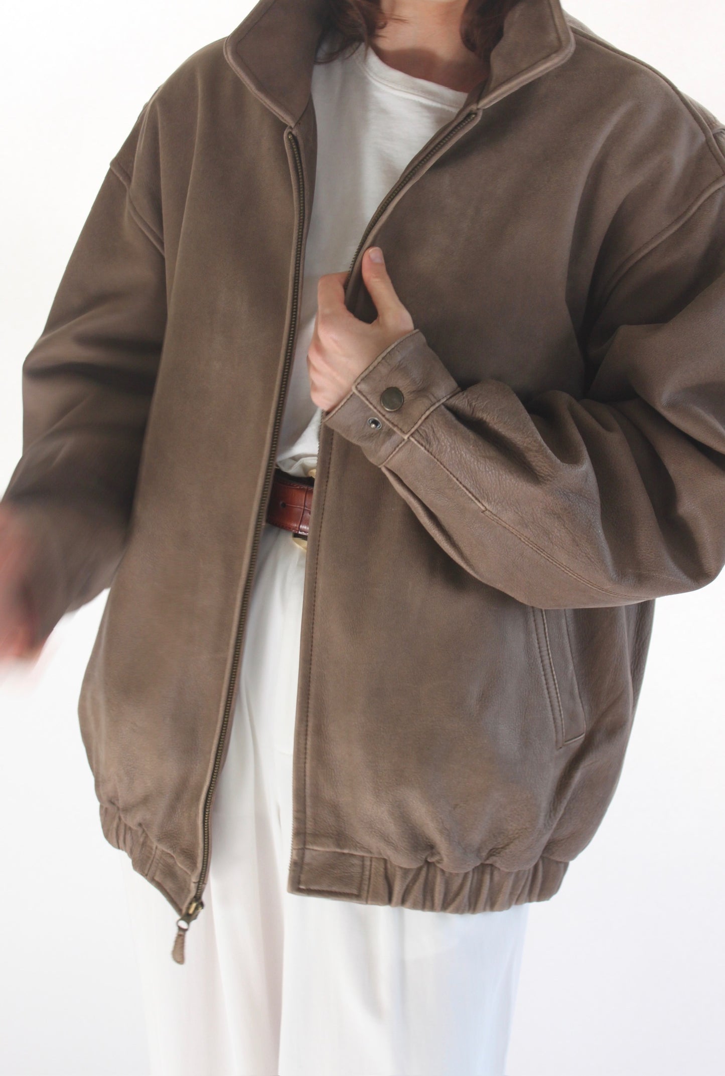 90s Faded Walnut Leather Jacket