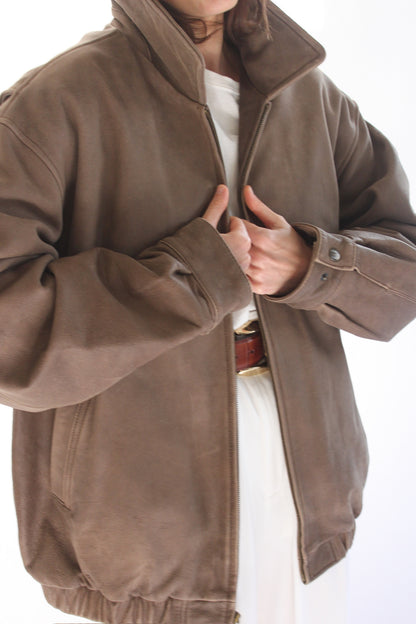 90s Faded Walnut Leather Jacket