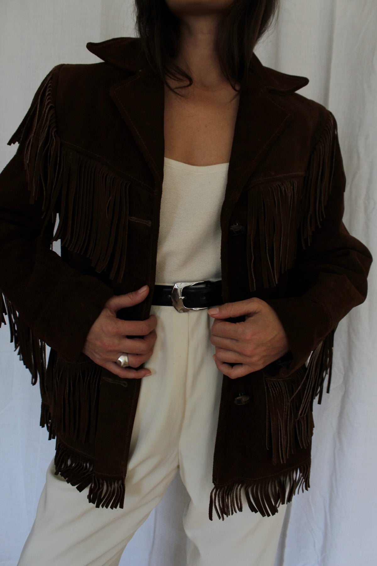 Rare Vintage Walnut Suede Fringe Jacket