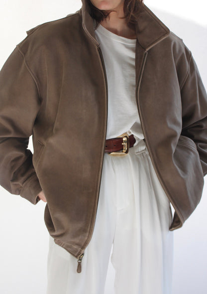 90s Faded Walnut Leather Jacket