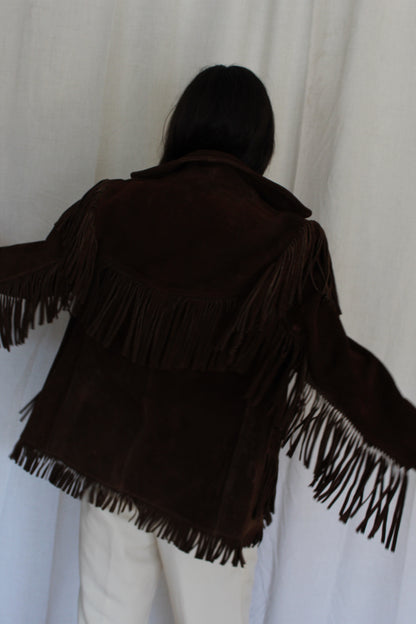 Rare Vintage Walnut Suede Fringe Jacket