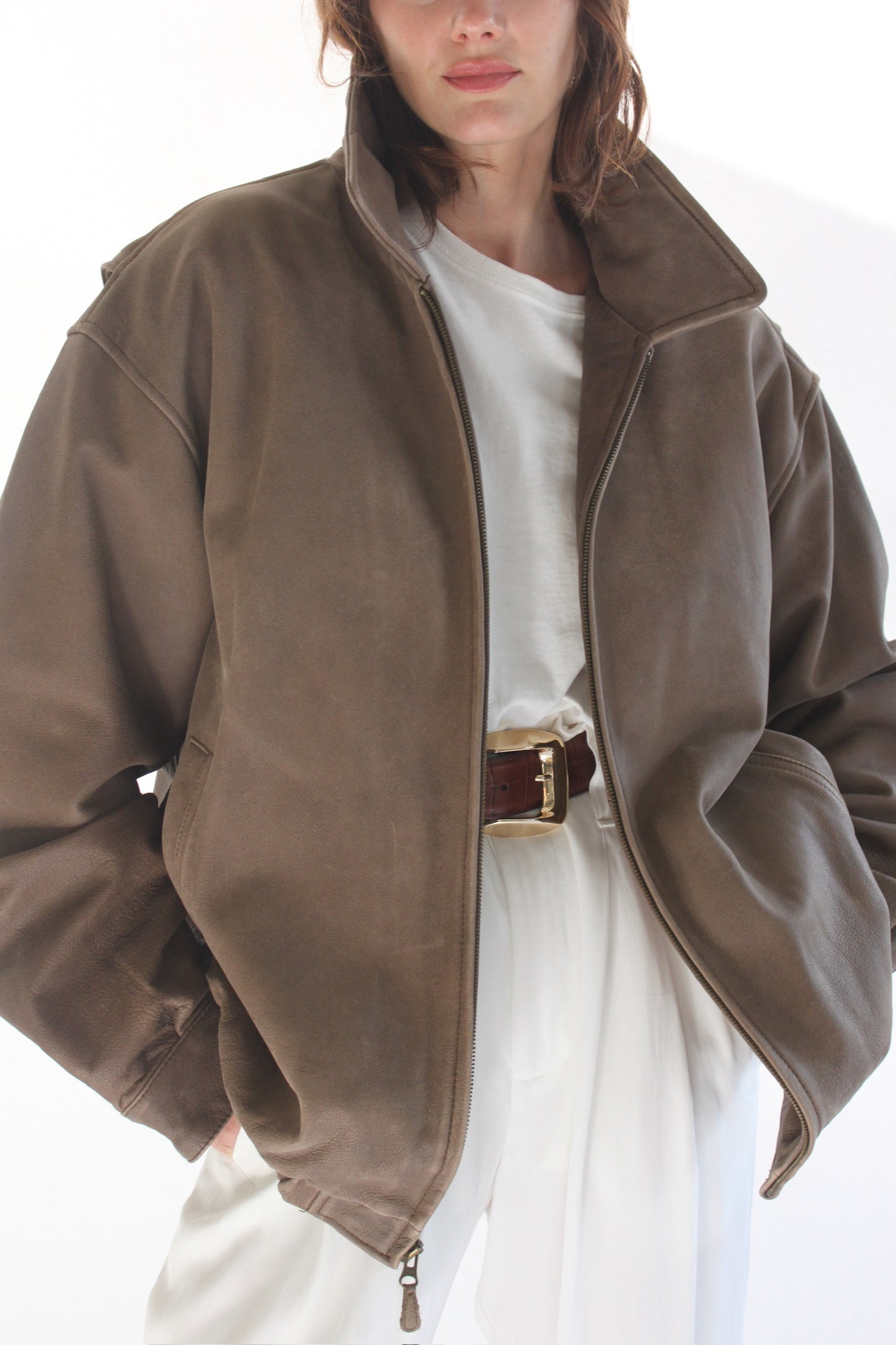 90s Faded Walnut Leather Jacket