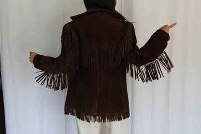 Rare Vintage Walnut Suede Fringe Jacket