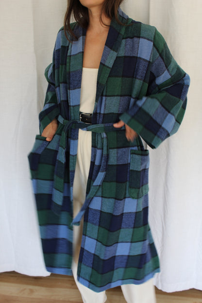 Vintage Christian Dior Plaid Belted Robe