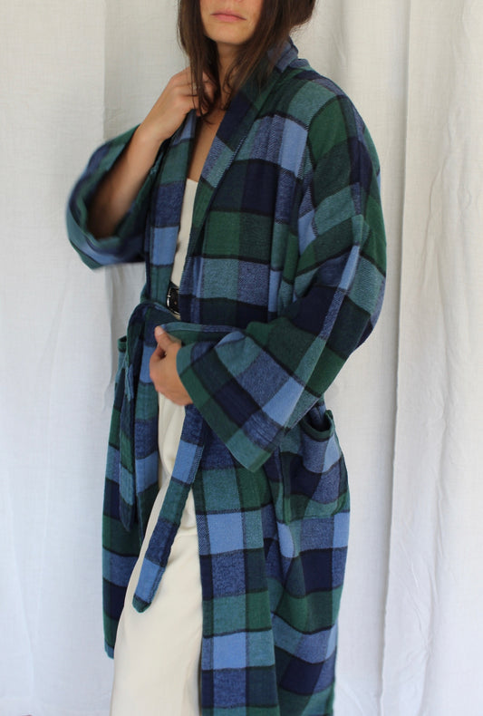 Vintage Christian Dior Plaid Belted Robe