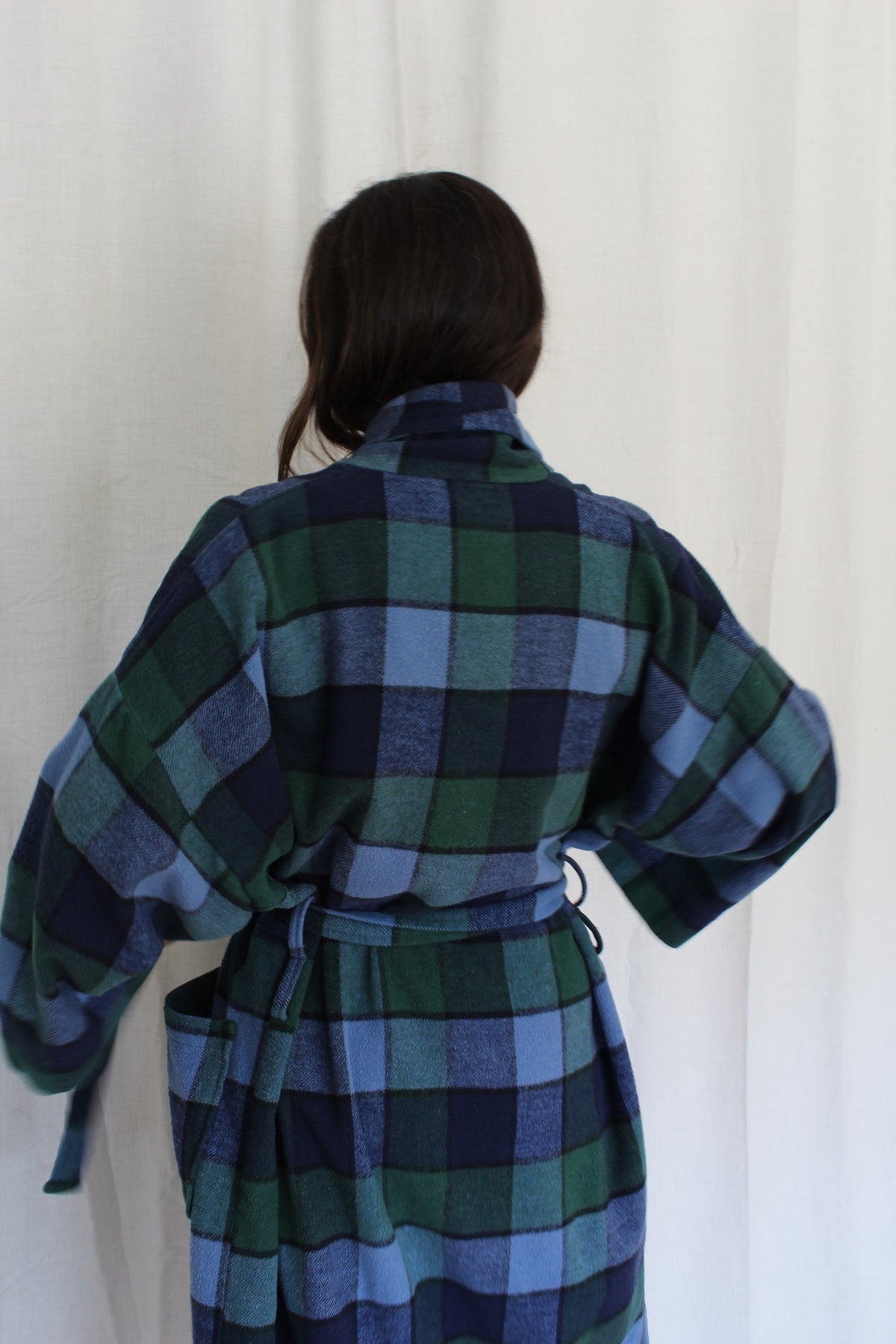 Vintage Christian Dior Plaid Belted Robe