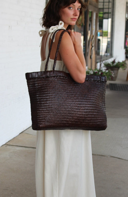 Wide Bagu Woven Tote