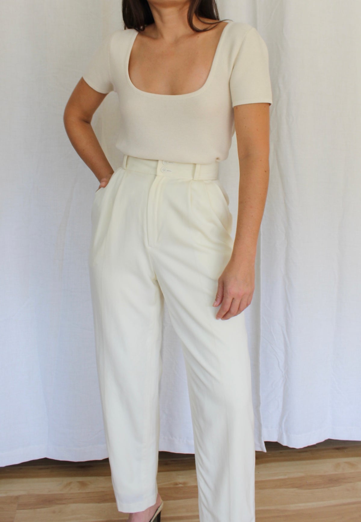 Amazing Vintage Moschino Buttercream Wool Twill Trousers