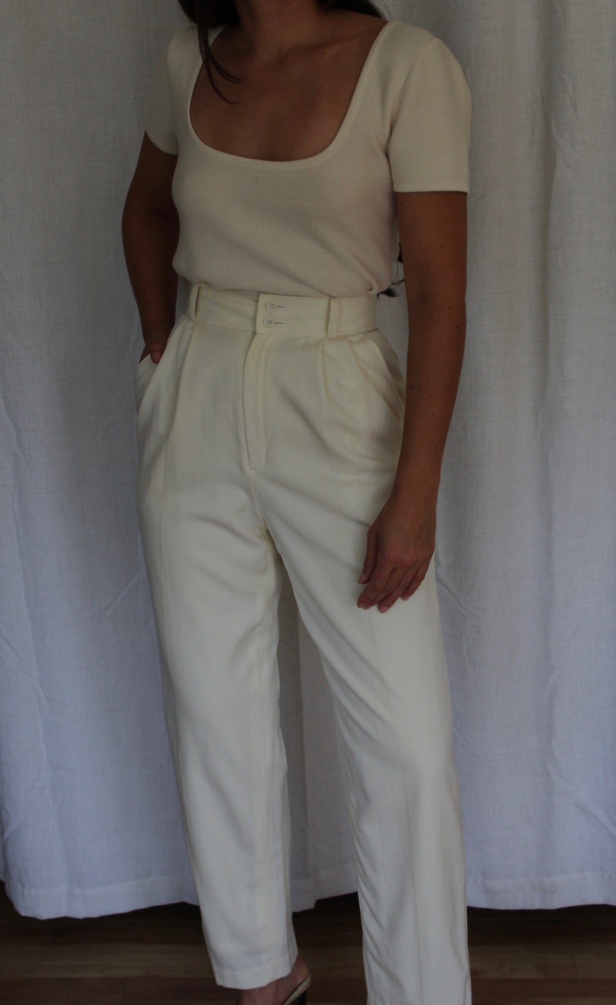 Amazing Vintage Moschino Buttercream Wool Twill Trousers