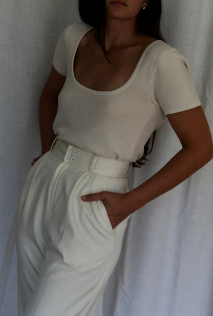 Amazing Vintage Moschino Buttercream Wool Twill Trousers
