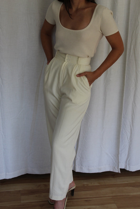 Amazing Vintage Moschino Buttercream Wool Twill Trousers