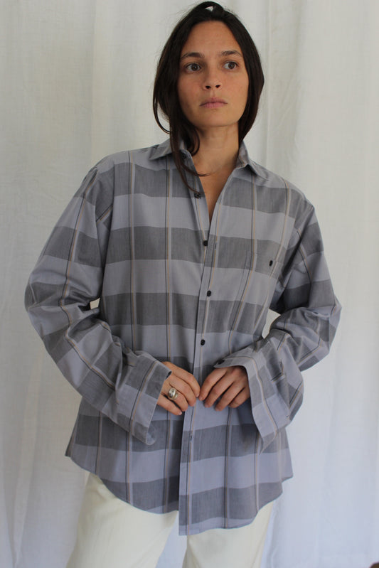 Vintage Christian Dior Slate Checkered Shirt