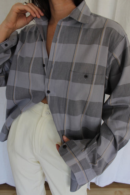 Vintage Christian Dior Slate Checkered Shirt
