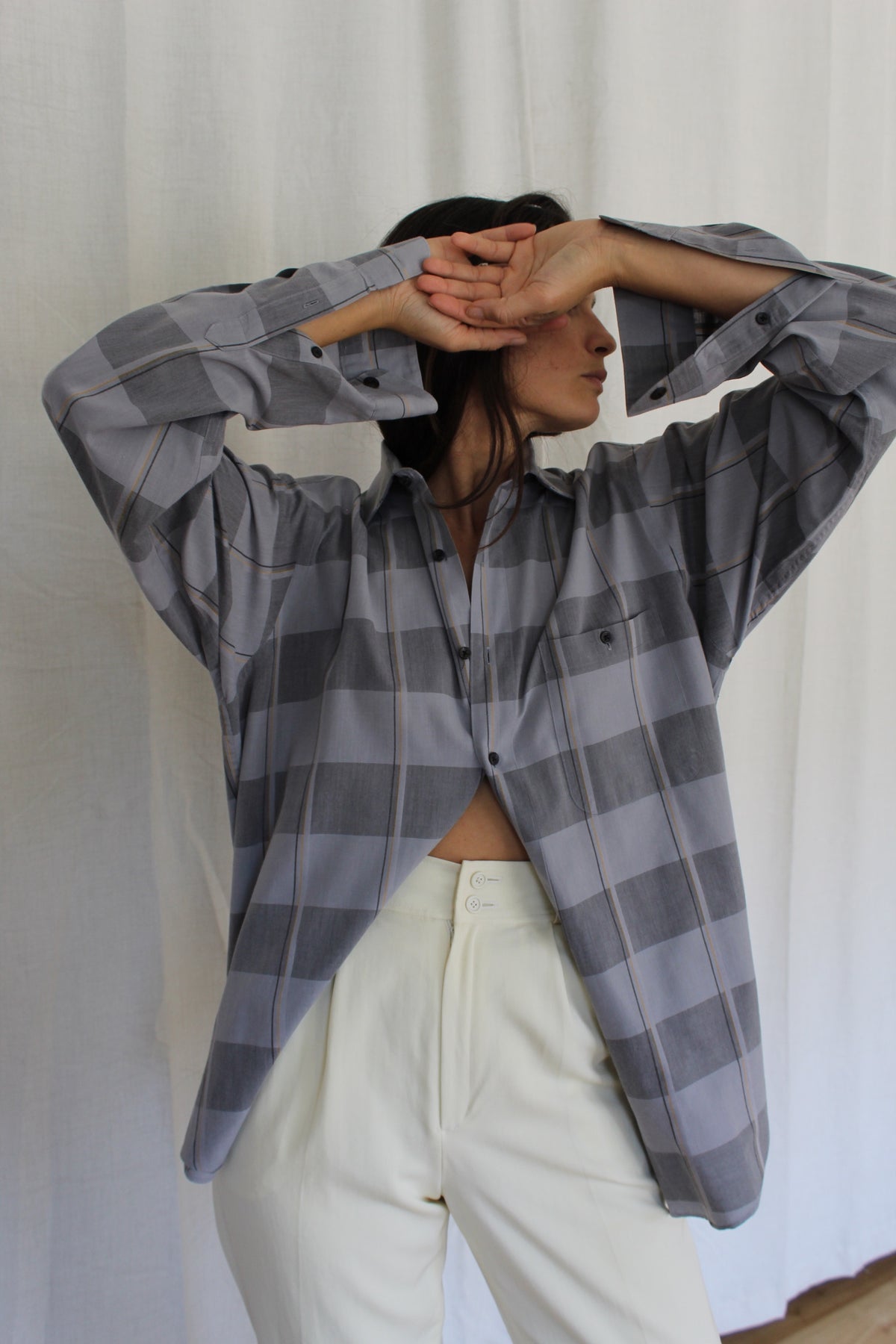 Vintage Christian Dior Slate Checkered Shirt