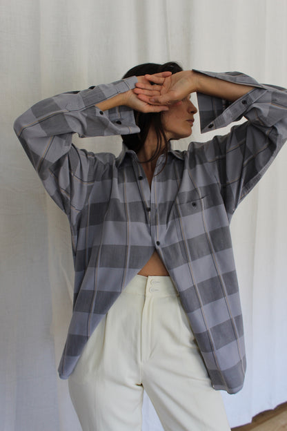 Vintage Christian Dior Slate Checkered Shirt