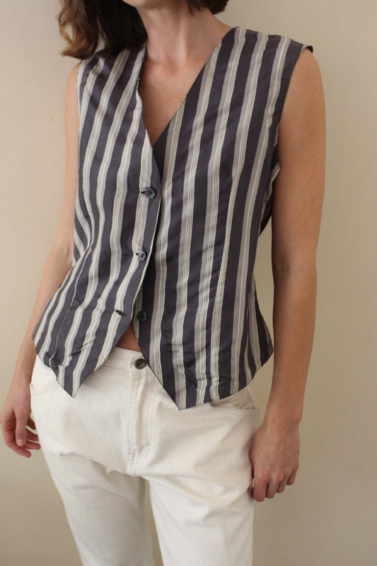 Vintage Striped Silk Vest