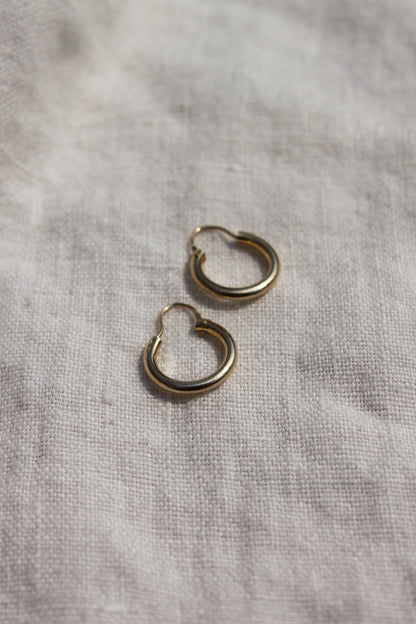 Vintage Petite 14K Gold Hoop Earrings