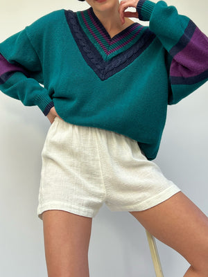 Vintage Teal Collegiate Sweater