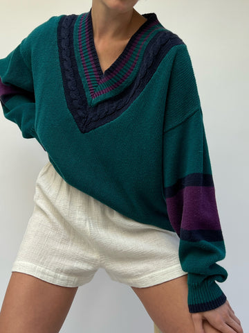 Vintage Teal Collegiate Sweater