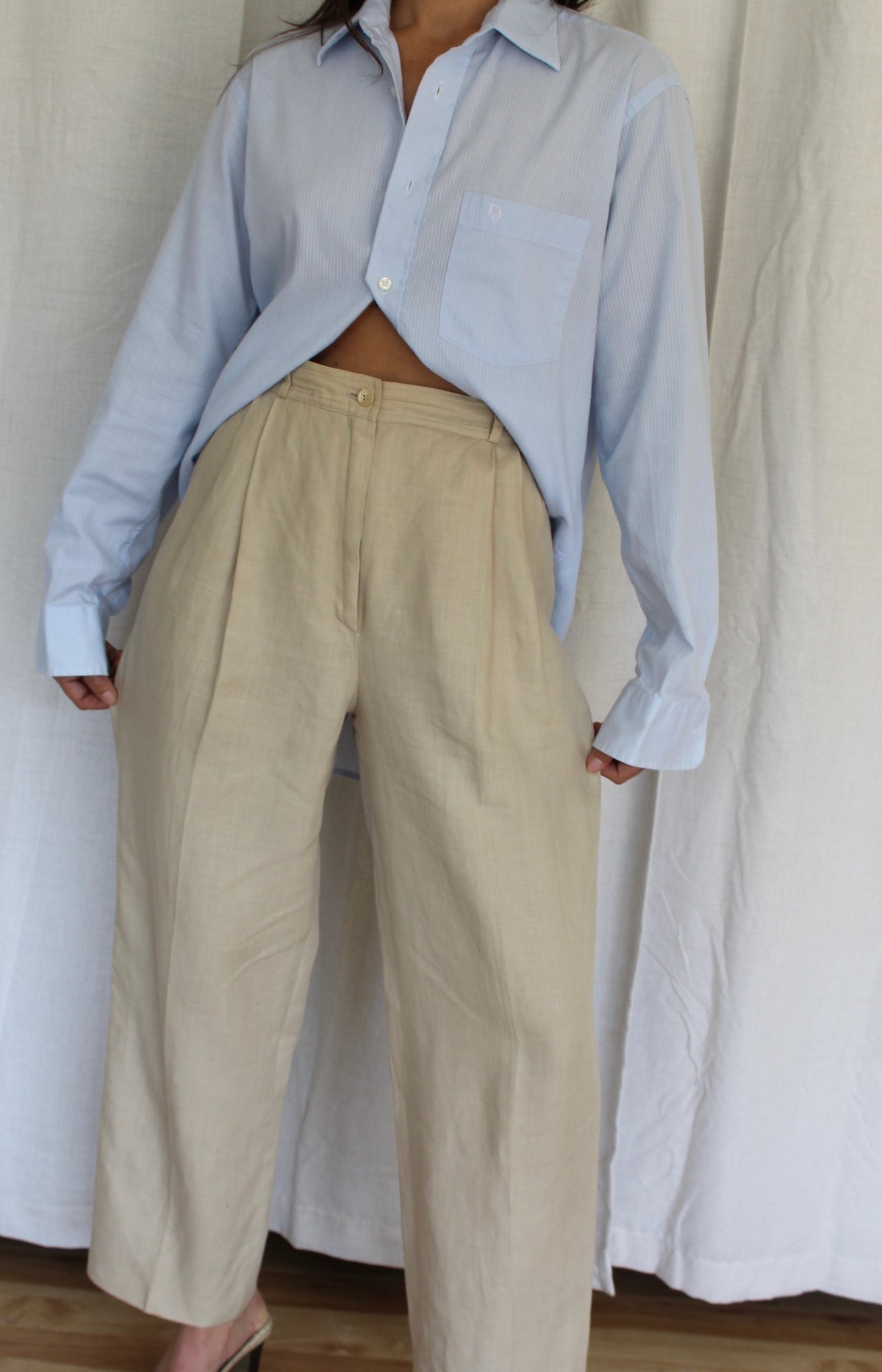 Vintage Valentino Pleated Linen Trousers