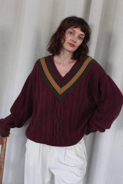 Vintage Merlot Hand Framed Collegiate Knit