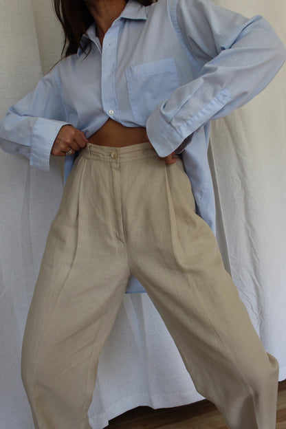 Vintage Valentino Pleated Linen Trousers