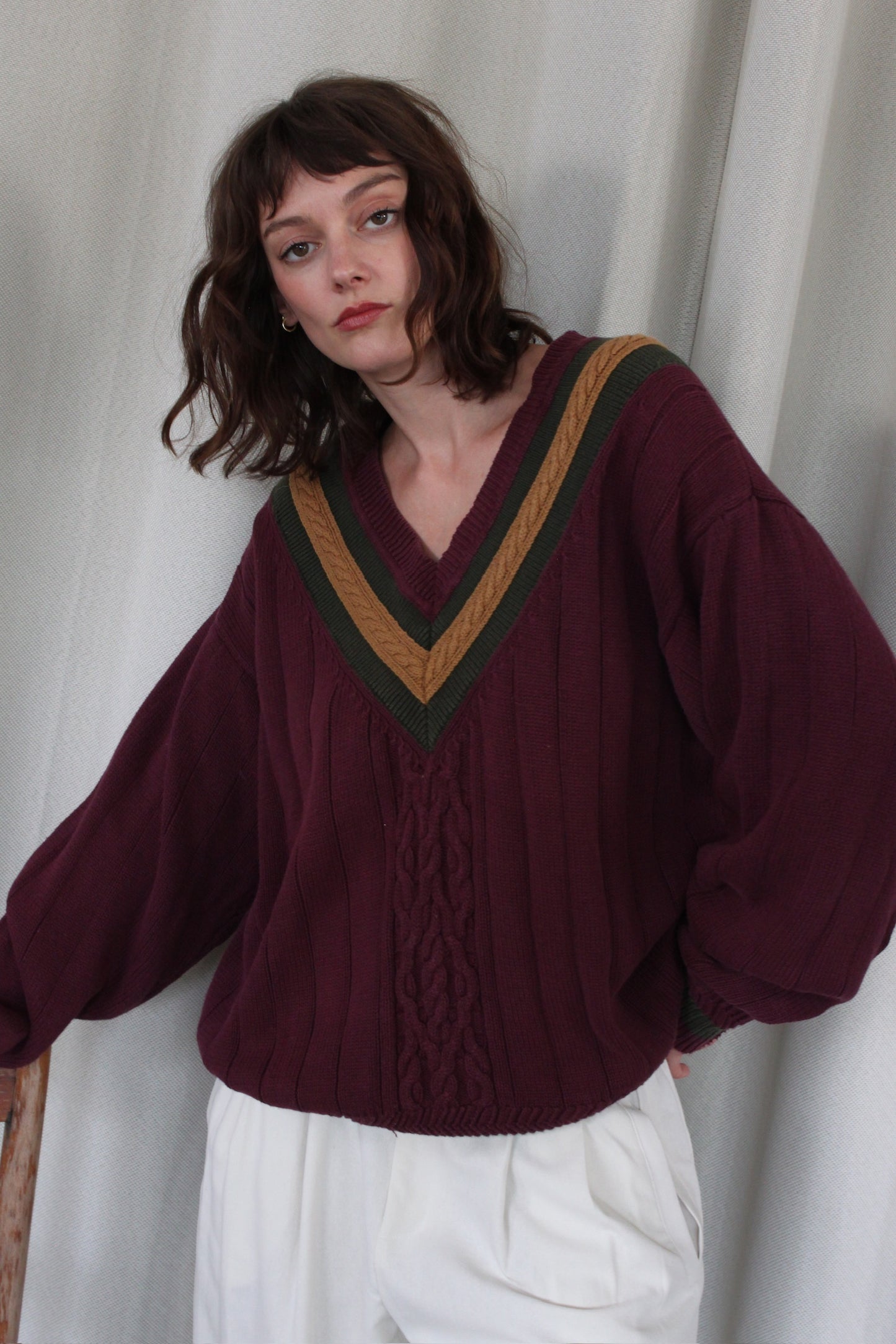 Vintage Merlot Hand Framed Collegiate Knit