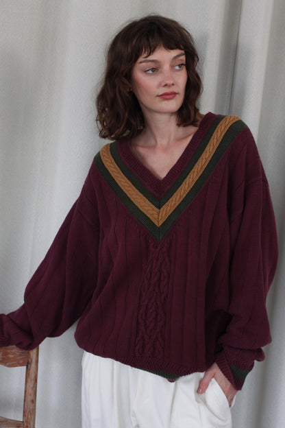 Vintage Merlot Hand Framed Collegiate Knit