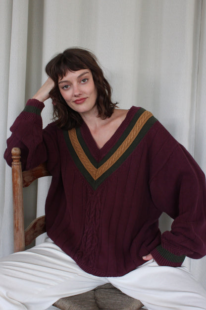 Vintage Merlot Hand Framed Collegiate Knit