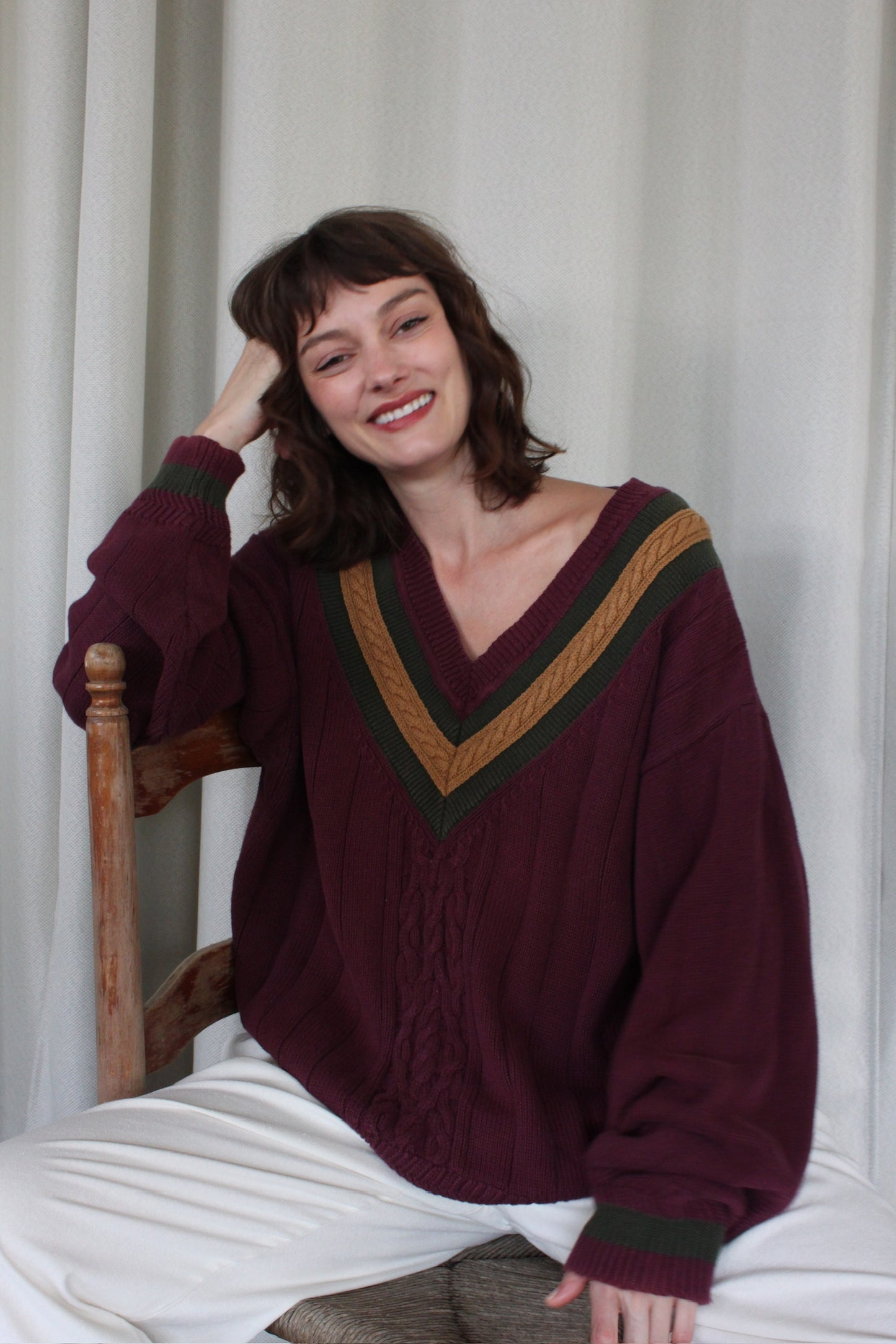 Vintage Merlot Hand Framed Collegiate Knit