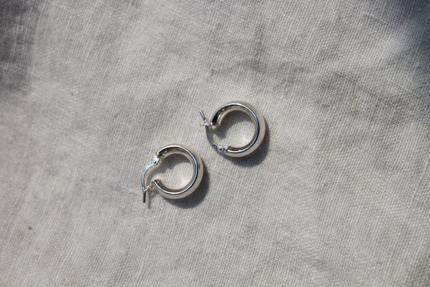 Vintage Italian Petite Sterling Silver Hoop Earrings