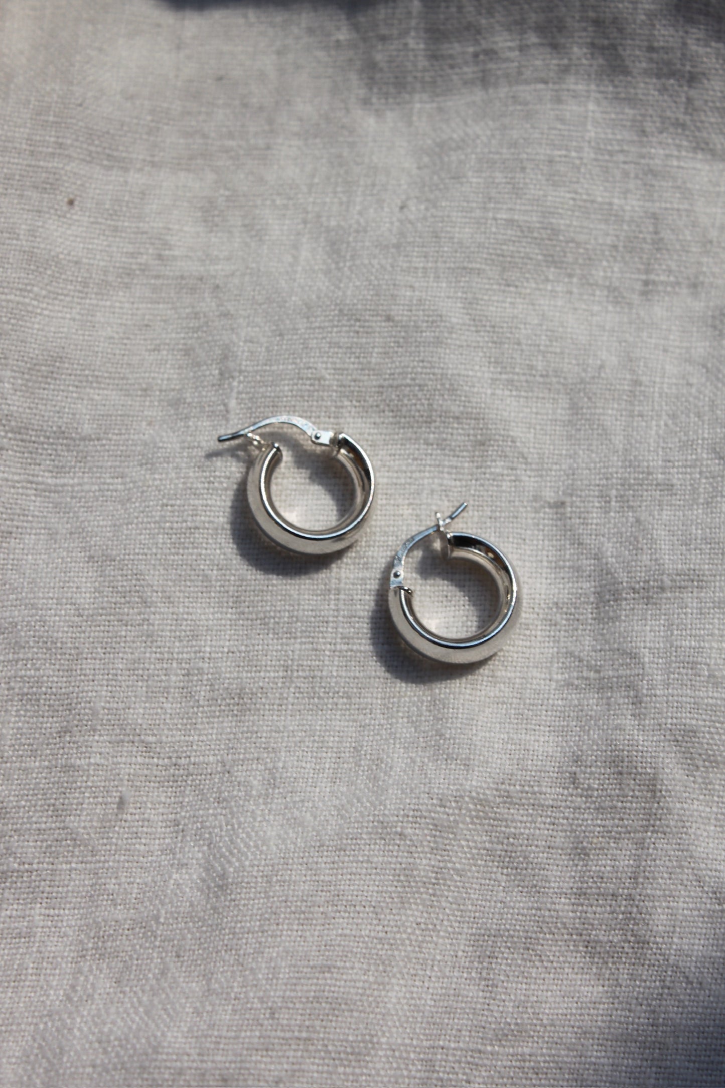 Vintage Italian Petite Sterling Silver Hoop Earrings