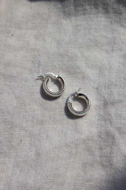 Vintage Italian Petite Sterling Silver Hoop Earrings