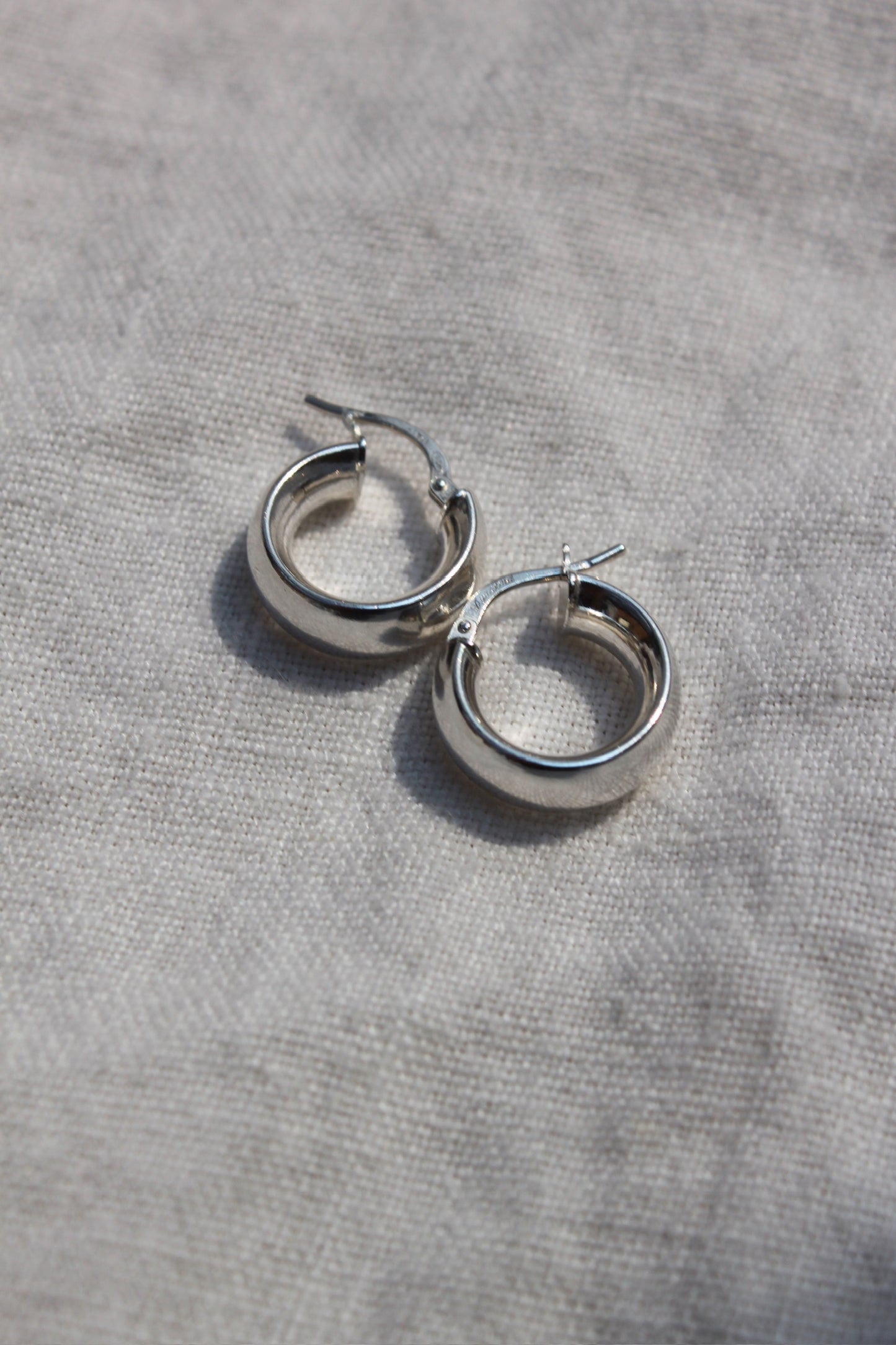 Vintage Italian Petite Sterling Silver Hoop Earrings