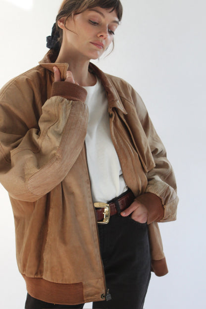 Beautifully Worn Vintage Marlboro Leather Bomber Jacket