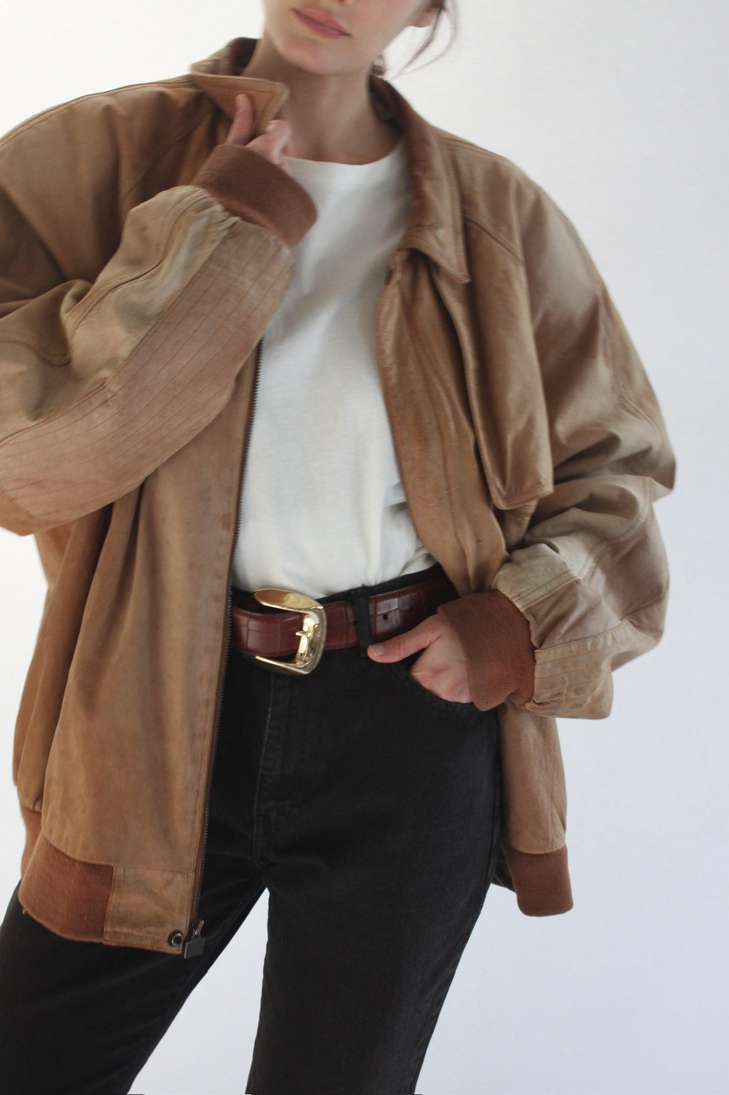 Beautifully Worn Vintage Marlboro Leather Bomber Jacket