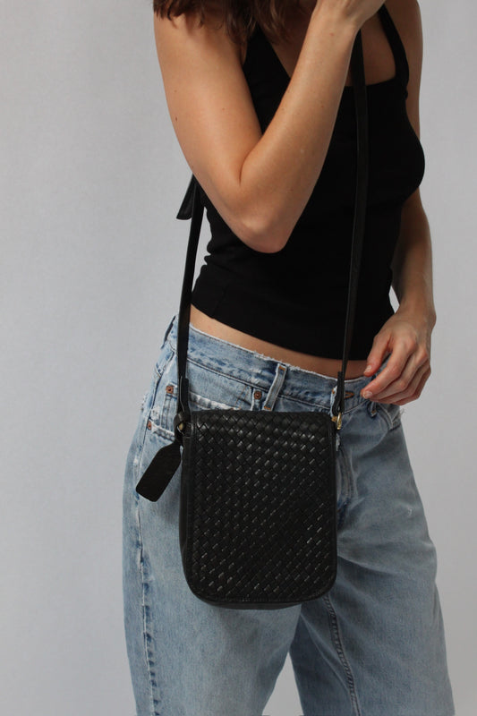 Vintage Woven Leather Crossbody Bag