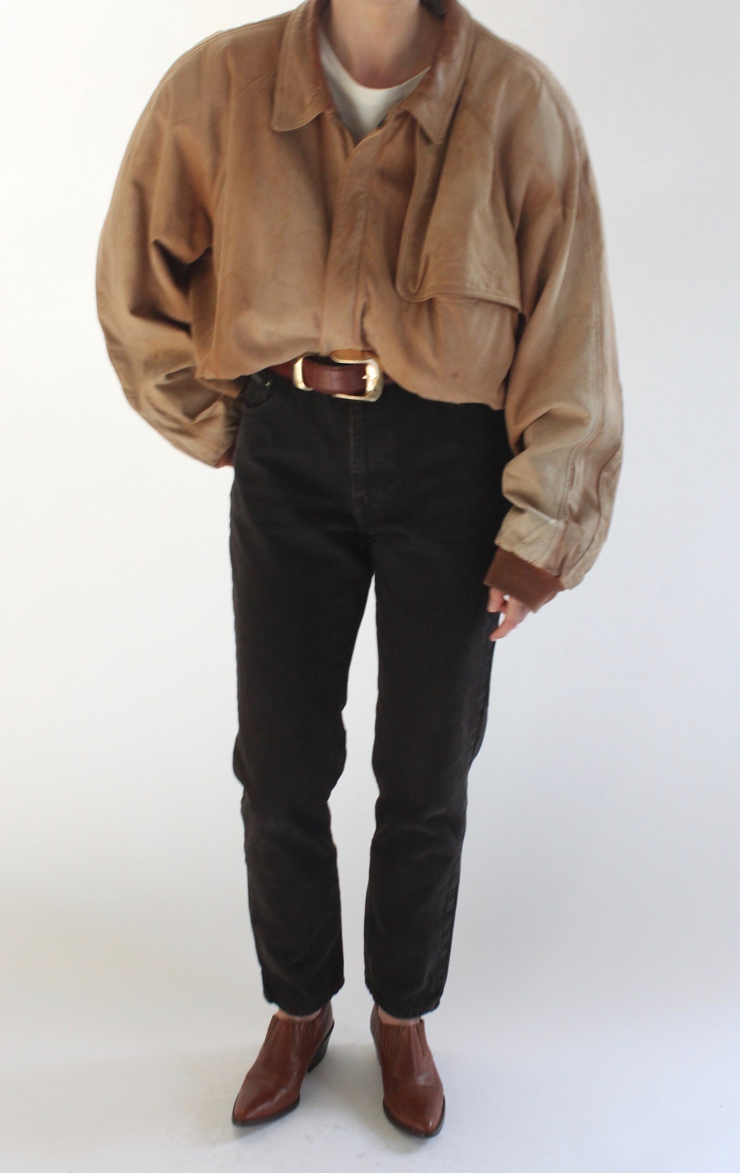 Beautifully Worn Vintage Marlboro Leather Bomber Jacket