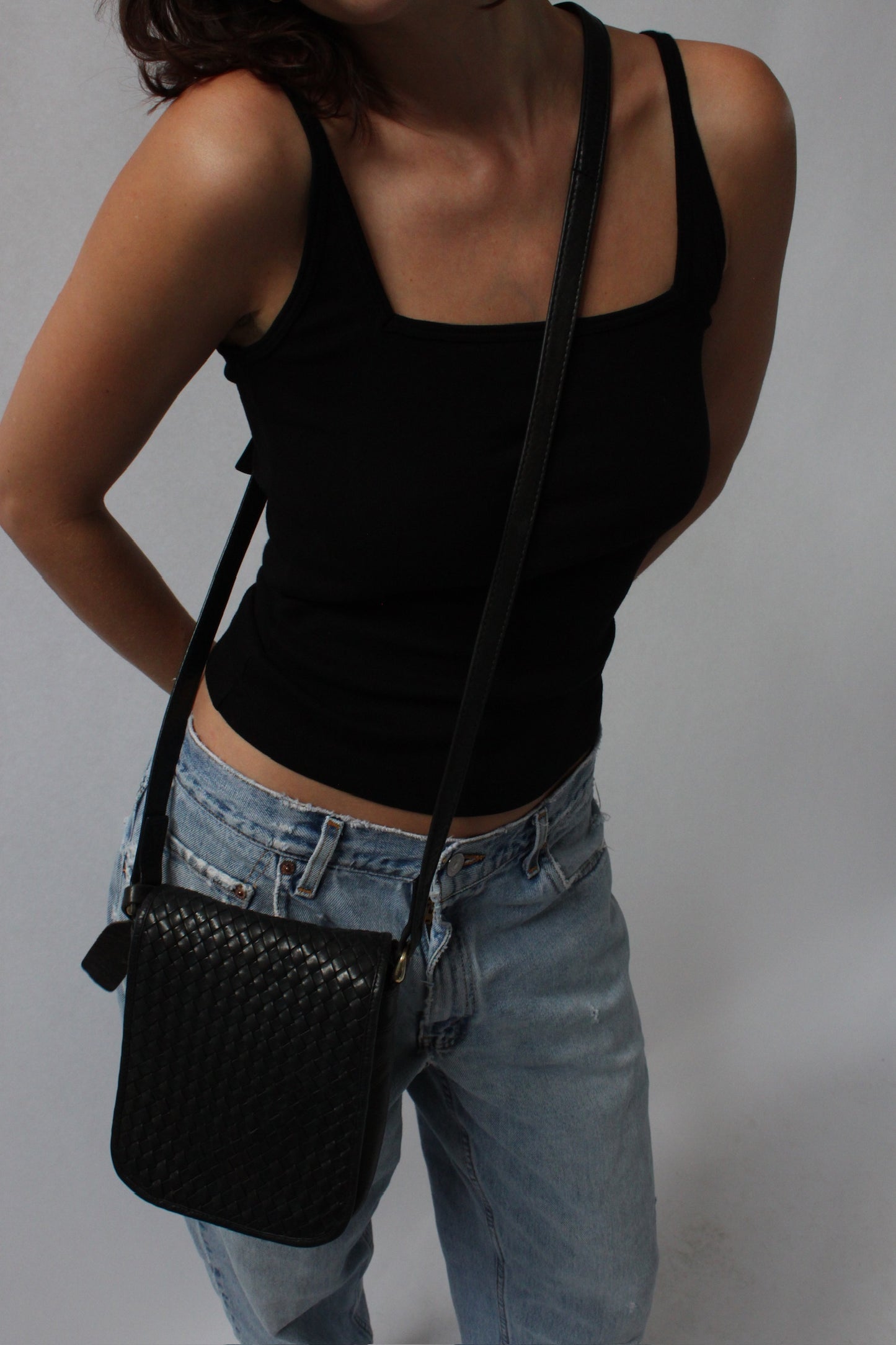 Vintage Woven Leather Crossbody Bag