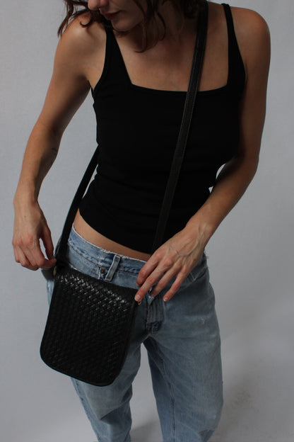 Vintage Woven Leather Crossbody Bag