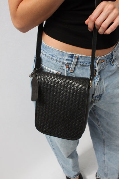 Vintage Woven Leather Crossbody Bag