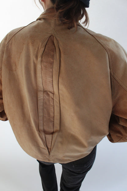 Beautifully Worn Vintage Marlboro Leather Bomber Jacket