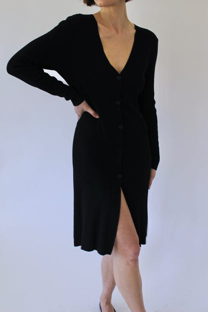 90s Onyx Thin Knit Button Down Dress