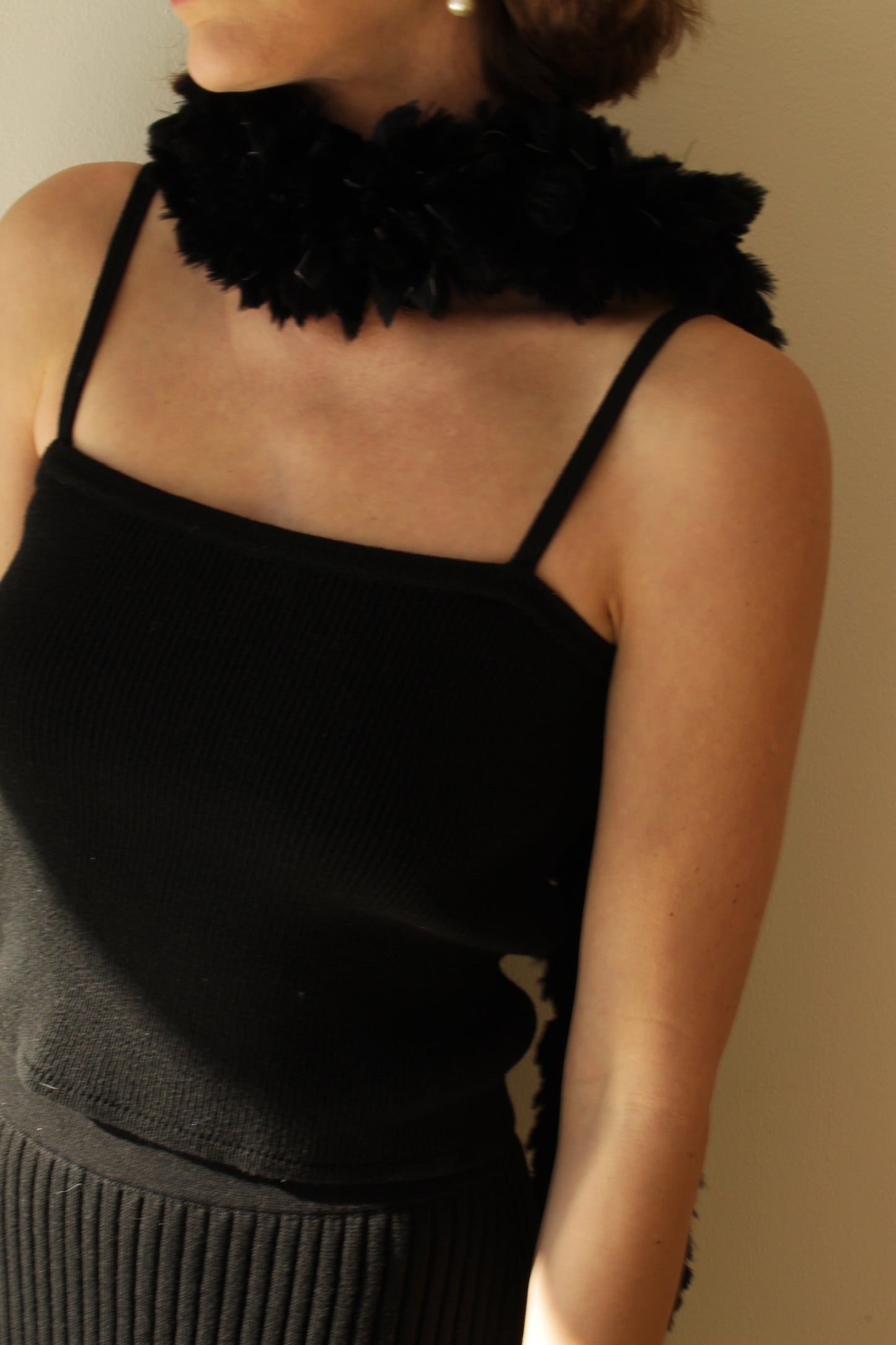 Vintage Ink Black Mink Scarf