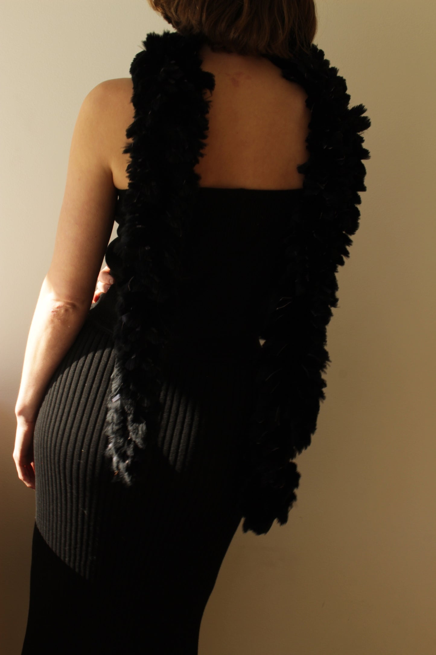 Vintage Ink Black Mink Scarf