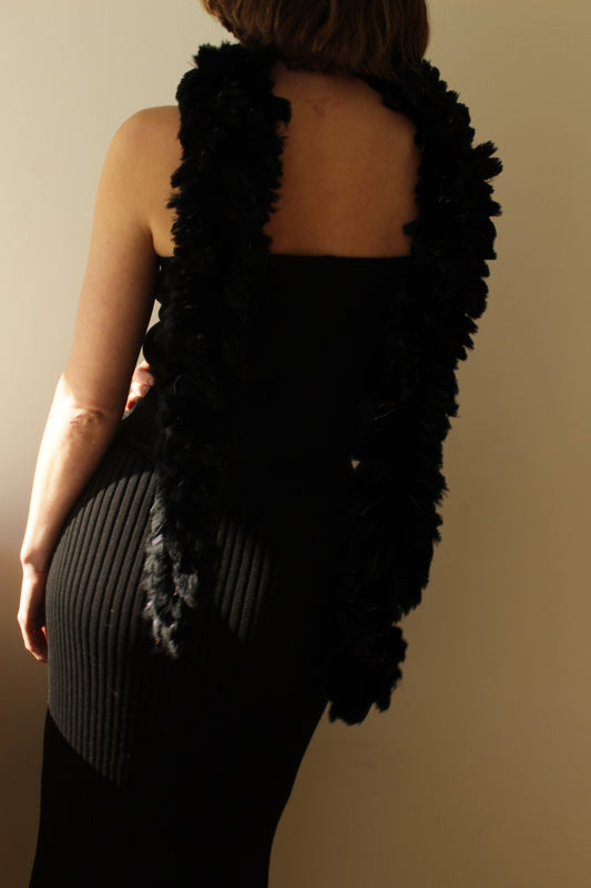 Vintage Ink Black Mink Scarf