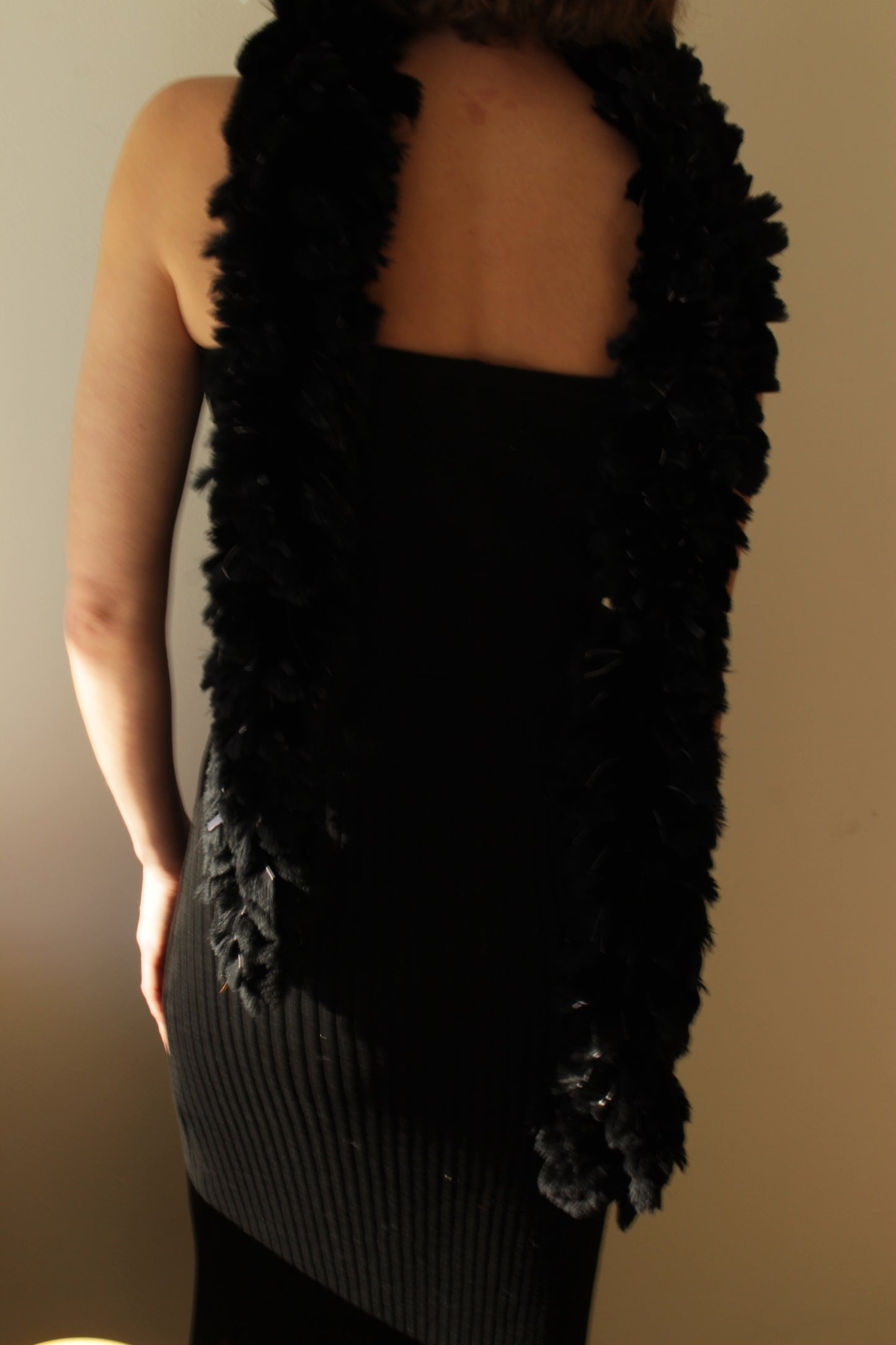 Vintage Ink Black Mink Scarf