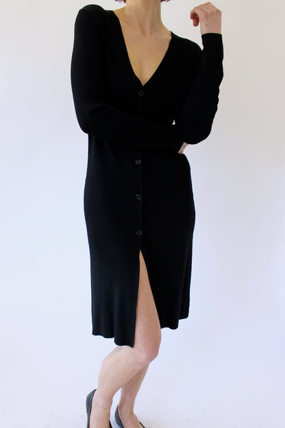 90s Onyx Thin Knit Button Down Dress