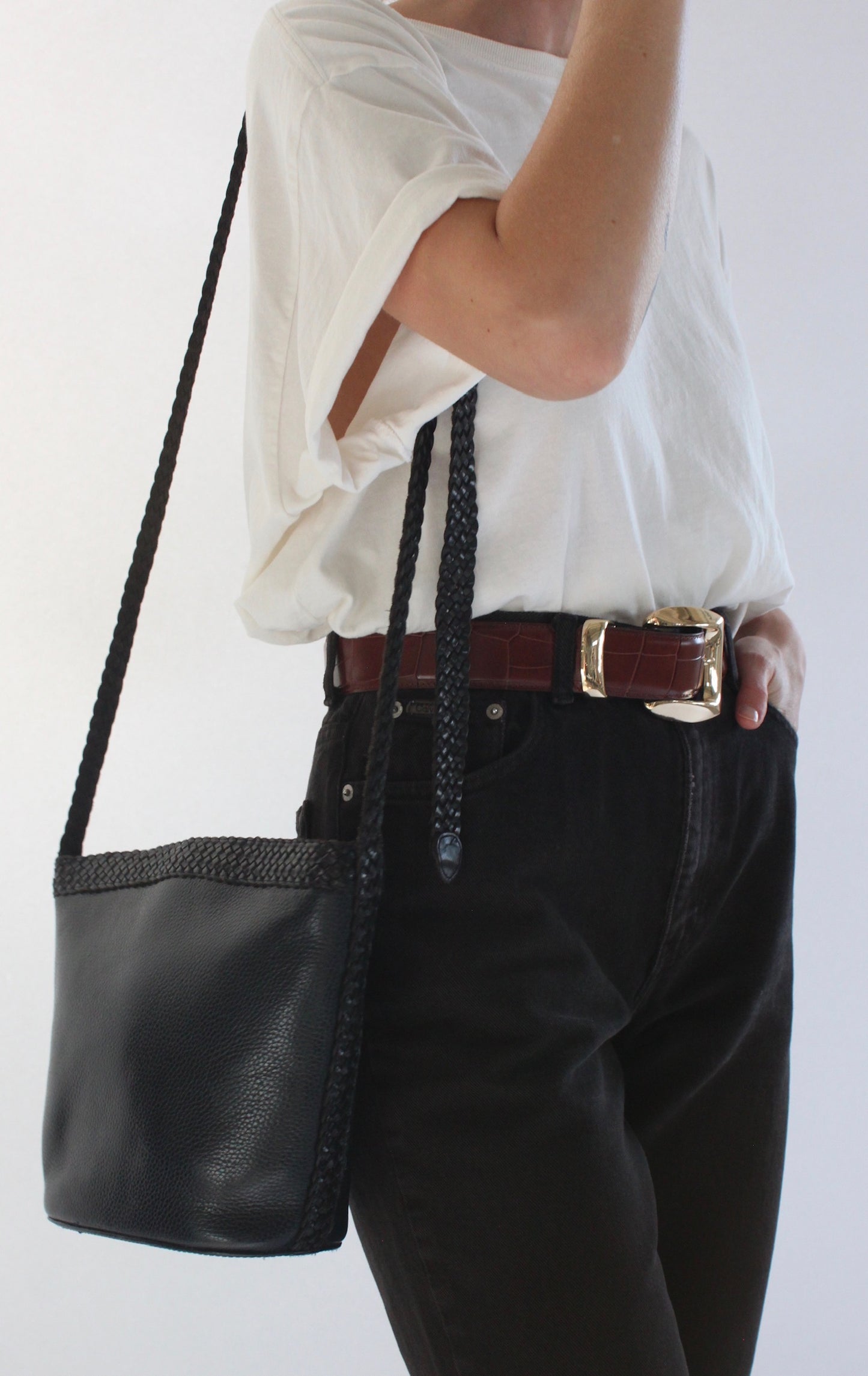 Lovely Vintage Braided Leather Shoulder Bag