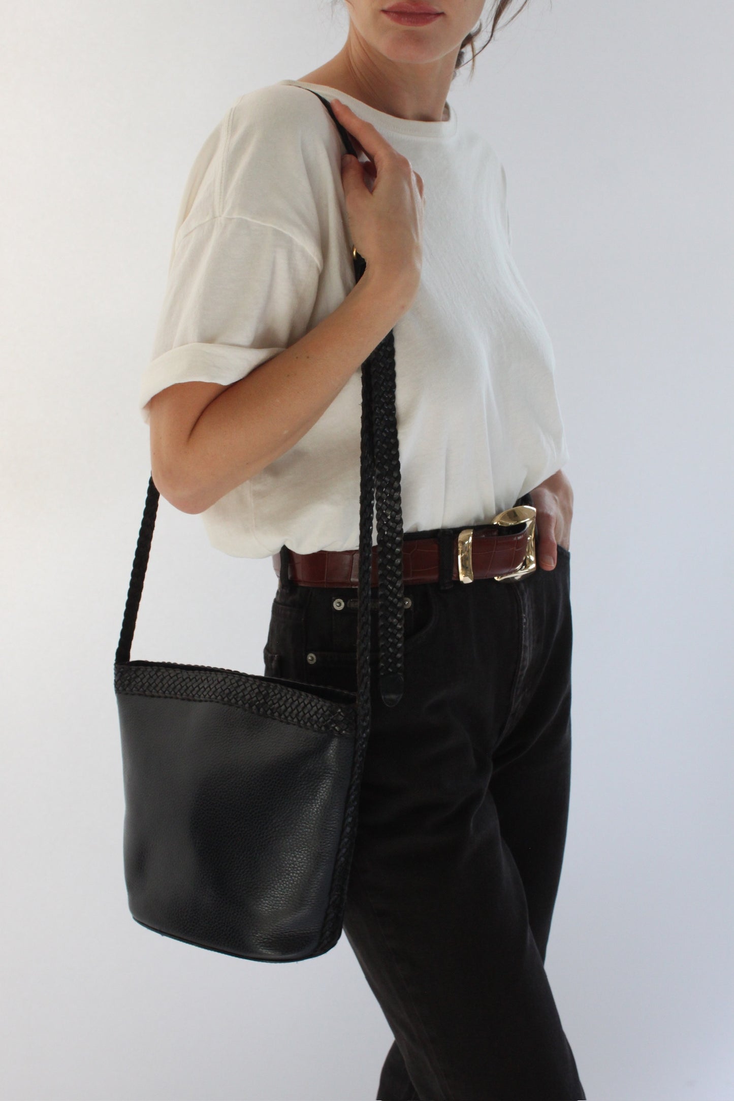 Lovely Vintage Braided Leather Shoulder Bag